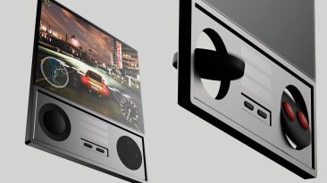 Conceito de console portátil semelhante ao Game Boy apresenta uma tela enorme e controladores giratórios