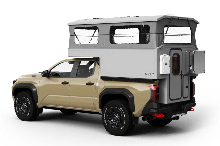 Este trailer leve para caminhões de médio porte possui mecanismo pop-top de expansão automática para maximizar o espaço livre